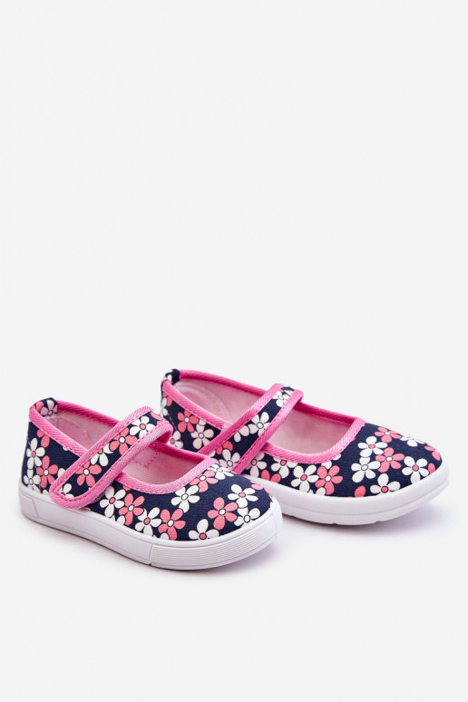 Children's ballerinas in flowers navy blue-pink Noah Children's ballerinas in flowers navy blue-pink Noah