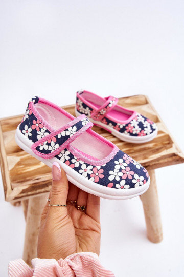 Children's ballerinas in flowers navy blue-pink Noah 2