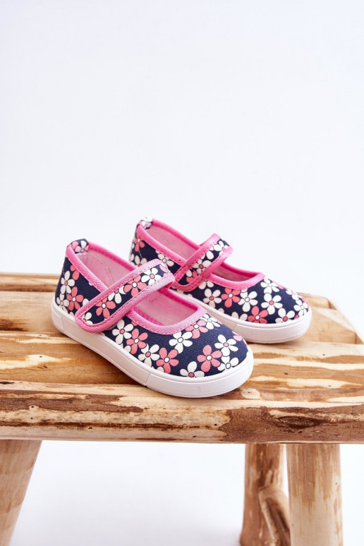 Children's ballerinas in flowers navy blue-pink Noah Children's ballerinas in flowers navy blue-pink Noah