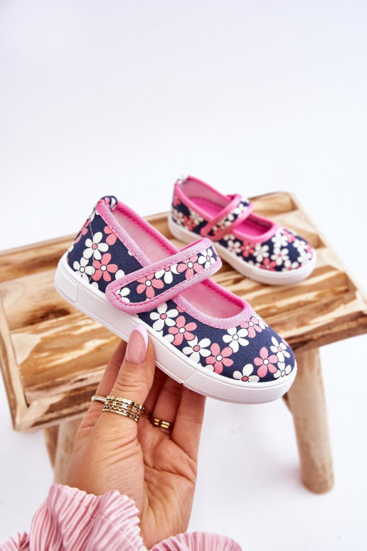 Children's ballerinas in flowers navy blue-pink Noah Children's ballerinas in flowers navy blue-pink Noah