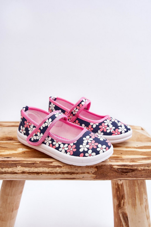 Children's ballerinas in flowers navy blue-pink Noah Children's ballerinas in flowers navy blue-pink Noah