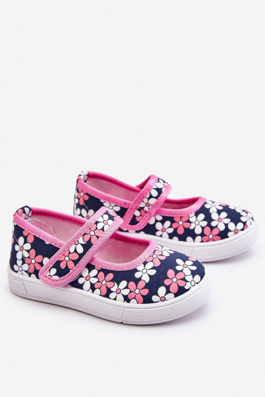 Children's ballerinas in flowers navy blue-pink Noah Children's ballerinas in flowers navy blue-pink Noah