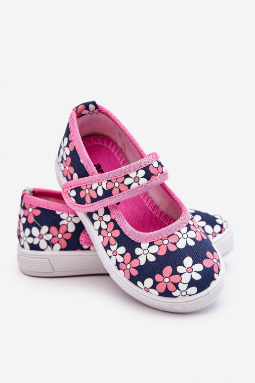Children's ballerinas in flowers navy blue-pink Noah Children's ballerinas in flowers navy blue-pink Noah