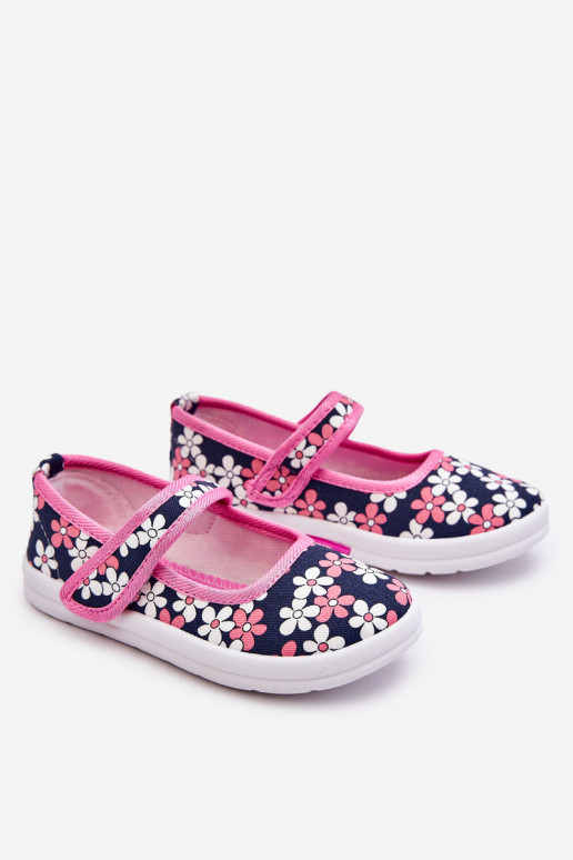 Children's ballerinas in flowers navy blue-pink Noah Children's ballerinas in flowers navy blue-pink Noah