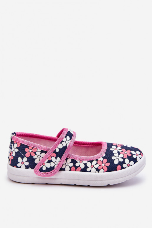 Children's ballerinas in flowers navy blue-pink Noah Children's ballerinas in flowers navy blue-pink Noah
