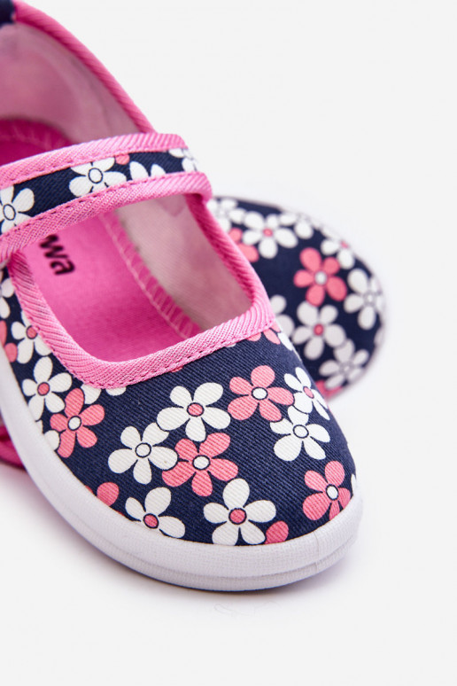 Children's ballerinas in flowers navy blue-pink Noah Children's ballerinas in flowers navy blue-pink Noah