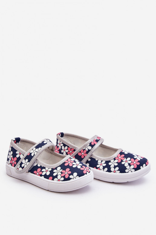 Children's ballerinas in flowers navy blue-Grey Noah Children's ballerinas in flowers navy blue-Grey Noah