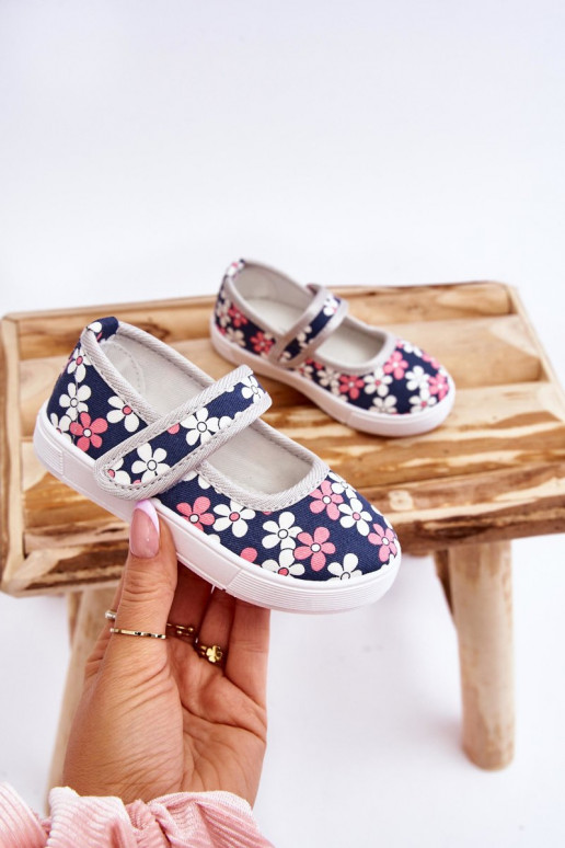 Children's ballerinas in flowers navy blue-Grey Noah Children's ballerinas in flowers navy blue-Grey Noah