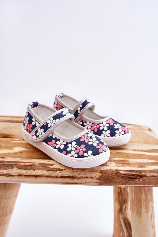 Children's ballerinas in flowers navy blue-Grey Noah Children's ballerinas in flowers navy blue-Grey Noah