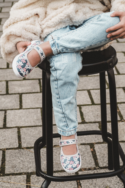 Children's ballerinas in flowers navy blue-Grey Noah Children's ballerinas in flowers navy blue-Grey Noah