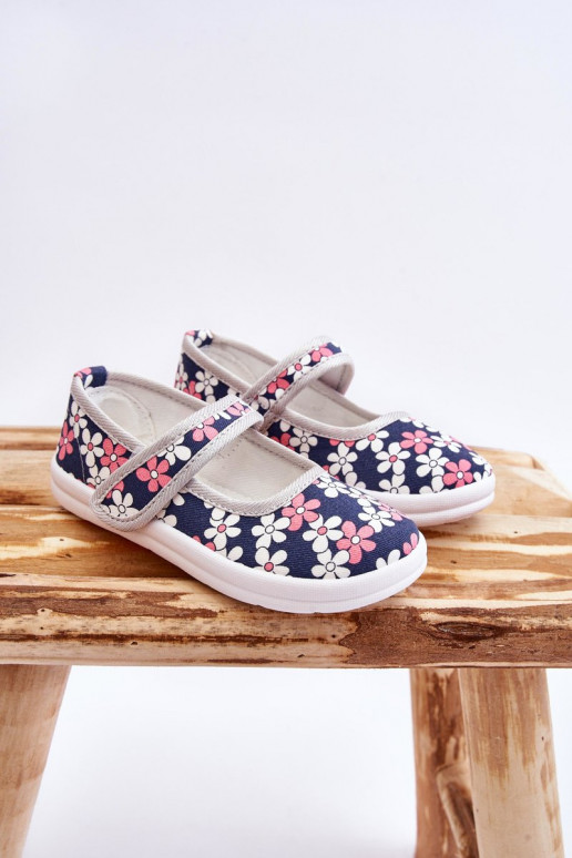 Children's ballerinas in flowers navy blue-Grey Noah Children's ballerinas in flowers navy blue-Grey Noah