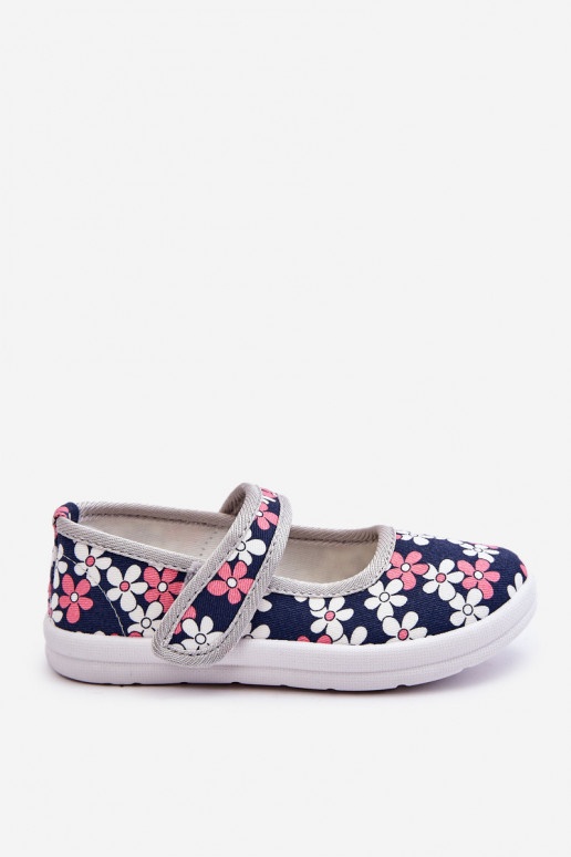 Children's ballerinas in flowers navy blue-Grey Noah Children's ballerinas in flowers navy blue-Grey Noah