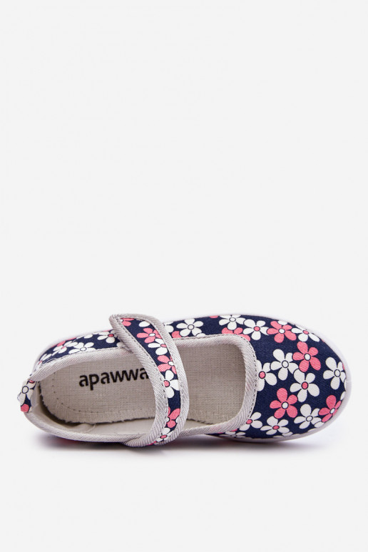 Children's ballerinas in flowers navy blue-Grey Noah Children's ballerinas in flowers navy blue-Grey Noah