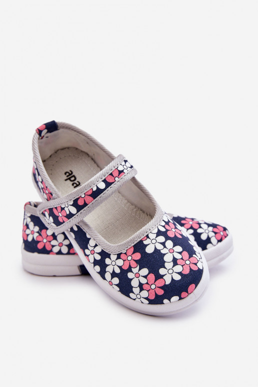 Children's ballerinas in flowers navy blue-Grey Noah Children's ballerinas in flowers navy blue-Grey Noah
