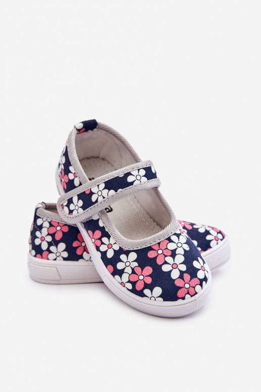 Children's ballerinas in flowers navy blue-Grey Noah Children's ballerinas in flowers navy blue-Grey Noah