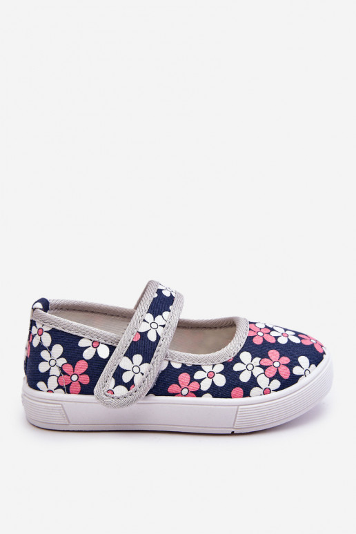 Children's ballerinas in flowers navy blue-Grey Noah Children's ballerinas in flowers navy blue-Grey Noah