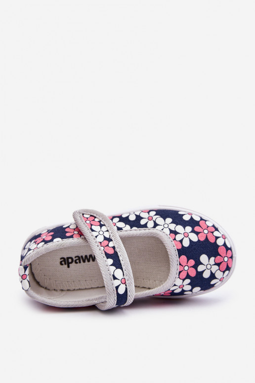 Children's ballerinas in flowers navy blue-Grey Noah Children's ballerinas in flowers navy blue-Grey Noah