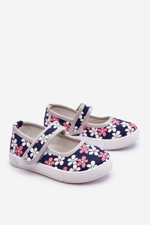 Children's ballerinas in flowers navy blue-Grey Noah Children's ballerinas in flowers navy blue-Grey Noah