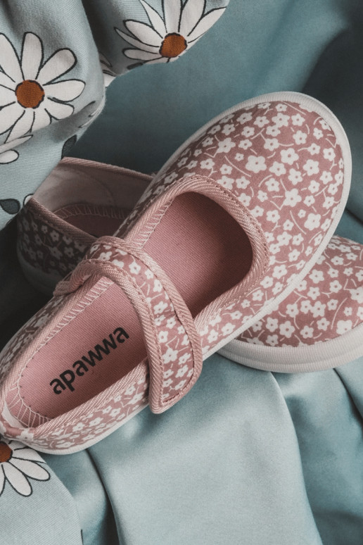Children's Velcro Ballerinas In Print Pink Selah