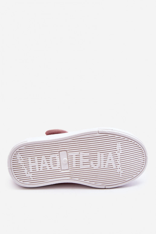 Children's Velcro Ballerinas In Print Pink Selah