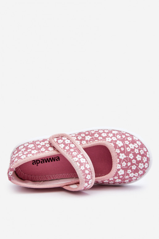 Children's Velcro Ballerinas In Print Pink Selah