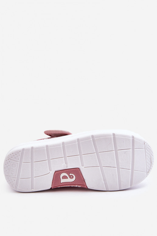 Children's Velcro Ballerinas In Print Pink Selah