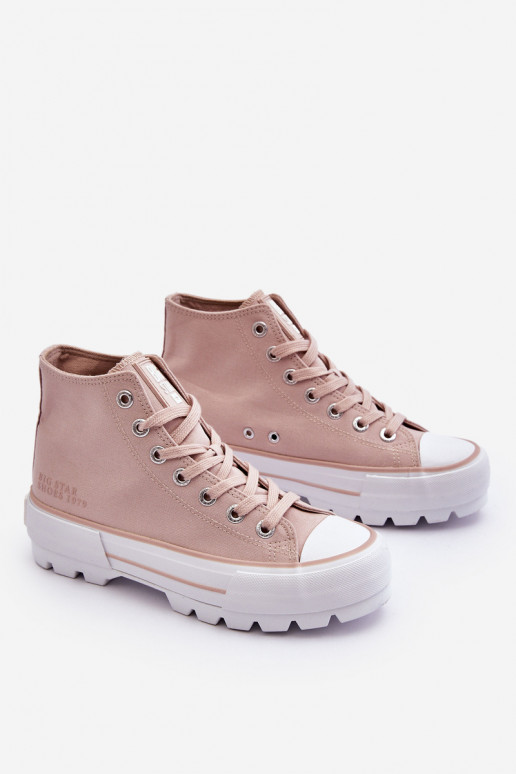 High Fabric Platform Sneakers Big Star LL274157 Nude High Fabric Platform Sneakers Big Star LL274157 Nude