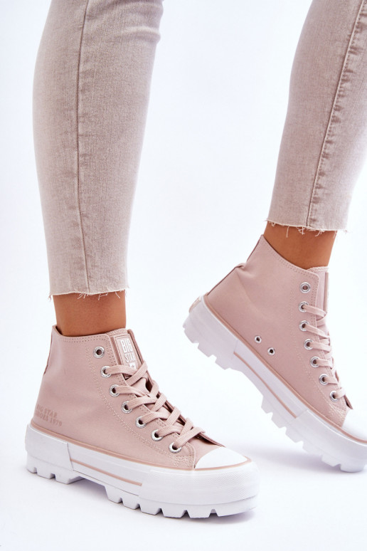 High Fabric Platform Sneakers Big Star LL274157 Nude High Fabric Platform Sneakers Big Star LL274157 Nude