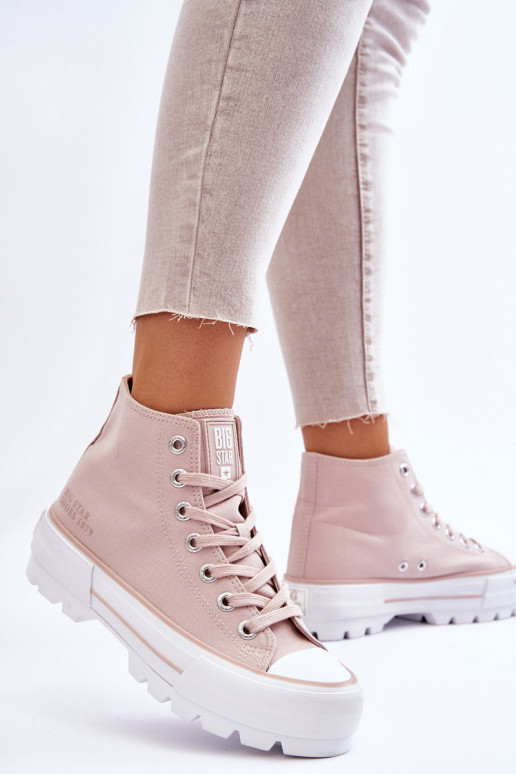 High Fabric Platform Sneakers Big Star LL274157 Nude High Fabric Platform Sneakers Big Star LL274157 Nude