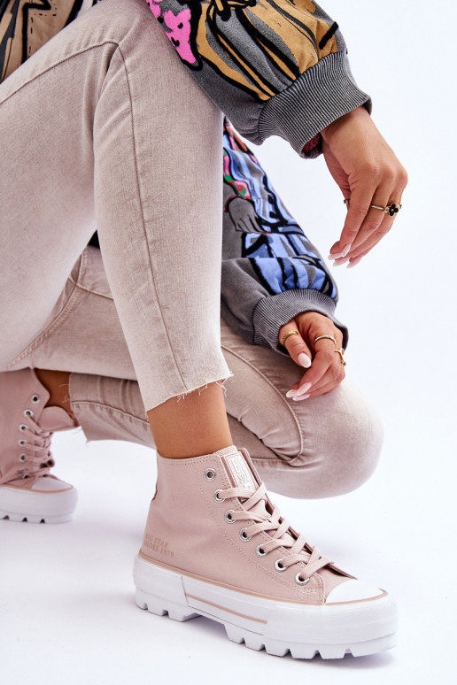 High Fabric Platform Sneakers Big Star LL274157 Nude High Fabric Platform Sneakers Big Star LL274157 Nude