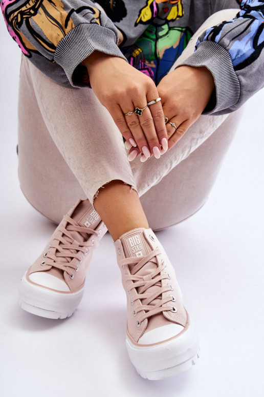 High Fabric Platform Sneakers Big Star LL274157 Nude High Fabric Platform Sneakers Big Star LL274157 Nude