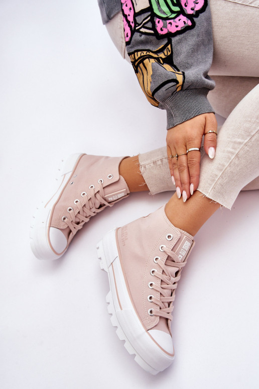 High Fabric Platform Sneakers Big Star LL274157 Nude High Fabric Platform Sneakers Big Star LL274157 Nude