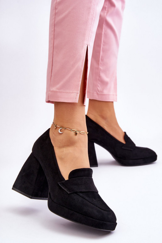Suede Pumps On A Chunky Heel And Platform Black Adriel