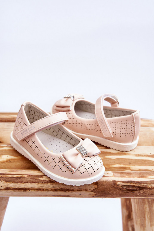 Children's Ballerinas With Velcro Bow Pink Halle