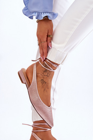 Tied Ballerinas With Rhinestones Beige Mavis 2