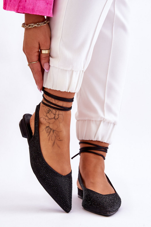 Tied Ballerinas With Rhinestones Black Mavis Tied Ballerinas With Rhinestones Black Mavis
