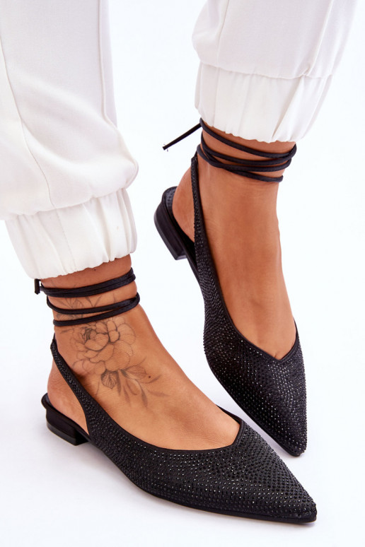 Tied Ballerinas With Rhinestones Black Mavis Tied Ballerinas With Rhinestones Black Mavis