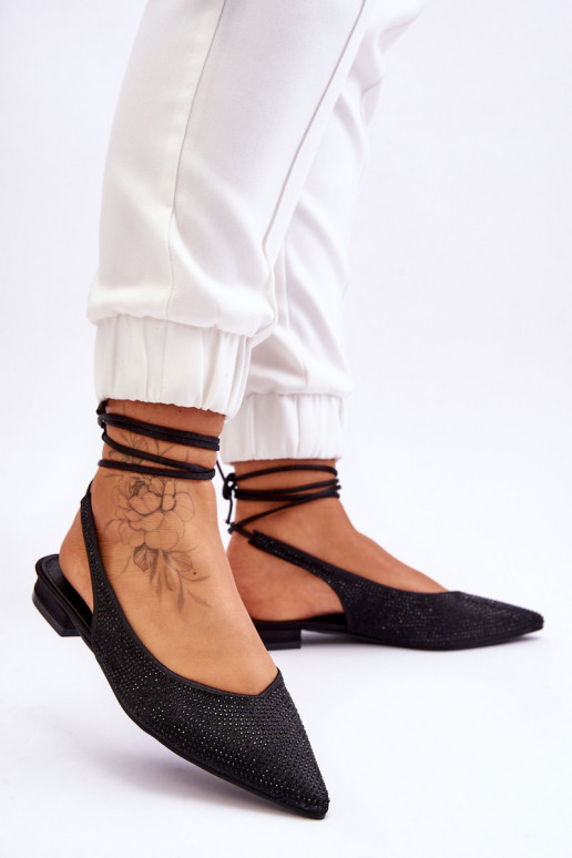 Tied Ballerinas With Rhinestones Black Mavis Tied Ballerinas With Rhinestones Black Mavis