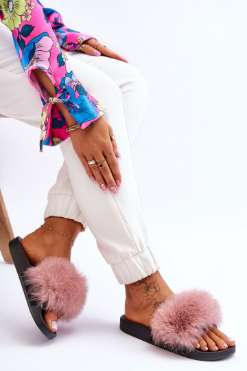 Women's Rubber Slippers With Fur Pink Lucrece 2