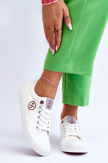 Women's Cross Jeans Fabric Sneakers LL2R4043 White 2