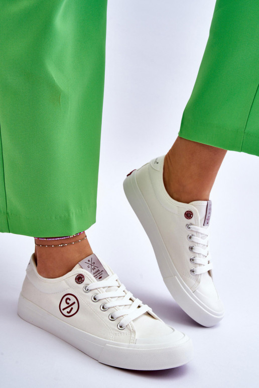 Women's Cross Jeans Fabric Sneakers LL2R4043 White