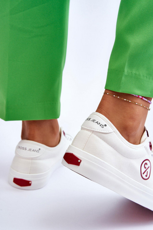 Women's Cross Jeans Fabric Sneakers LL2R4043 White