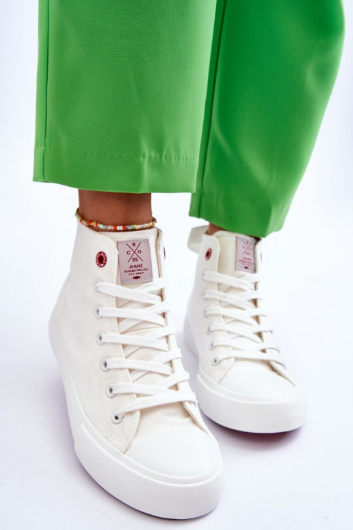 Women's Classic High Top Sneakers Cross Jeans LL2R4086C White Women's Classic High Top Sneakers Cross Jeans LL2R4086C White