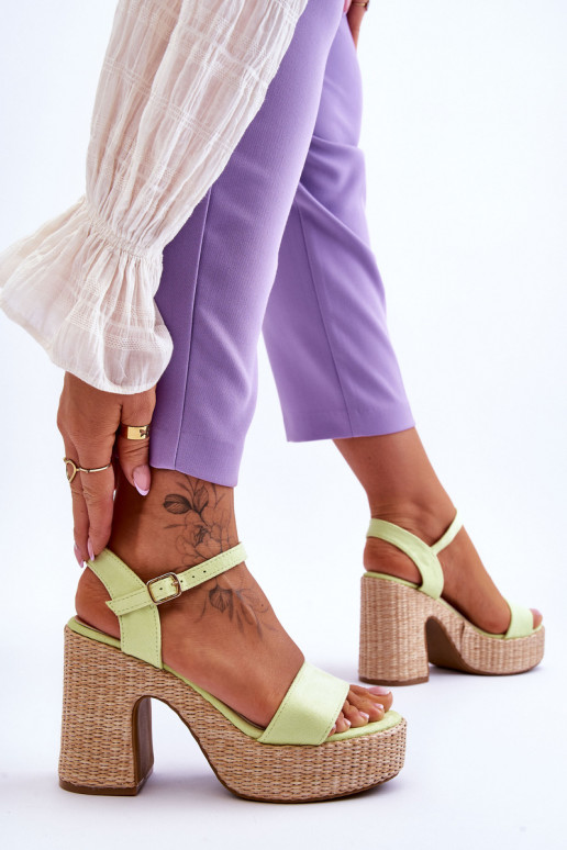 Comfortable Suede Sandals On A Chunky Heel Light green Elishia Comfortable Suede Sandals On A Chunky Heel Light green Elishia