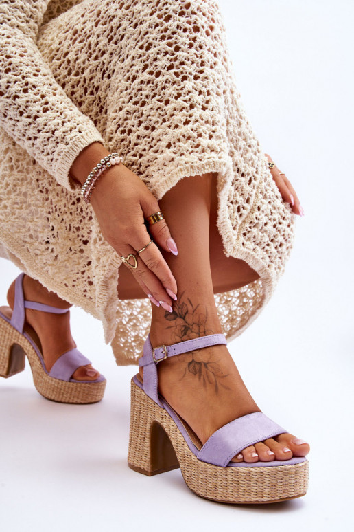 Comfortable Suede Sandals On A Chunky Heel Violet Elishia Comfortable Suede Sandals On A Chunky Heel Violet Elishia