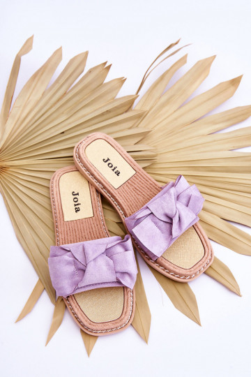 Suede Women's Slippers With Bow Violet Amber 2