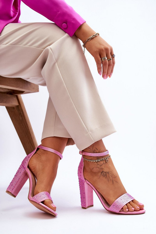 Women's High Heel Sandals With Zircons Pink Idealistic Women's High Heel Sandals With Zircons Pink Idealistic