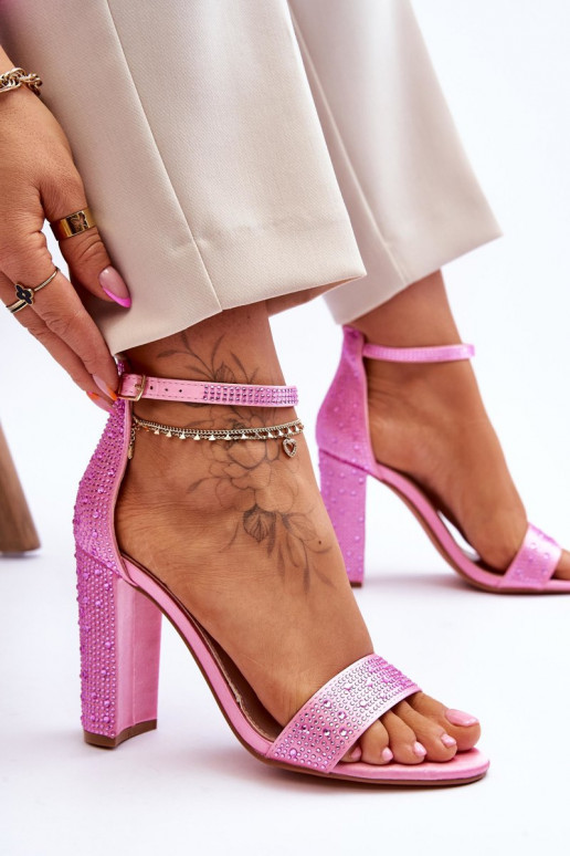 Women's High Heel Sandals With Zircons Pink Idealistic Women's High Heel Sandals With Zircons Pink Idealistic
