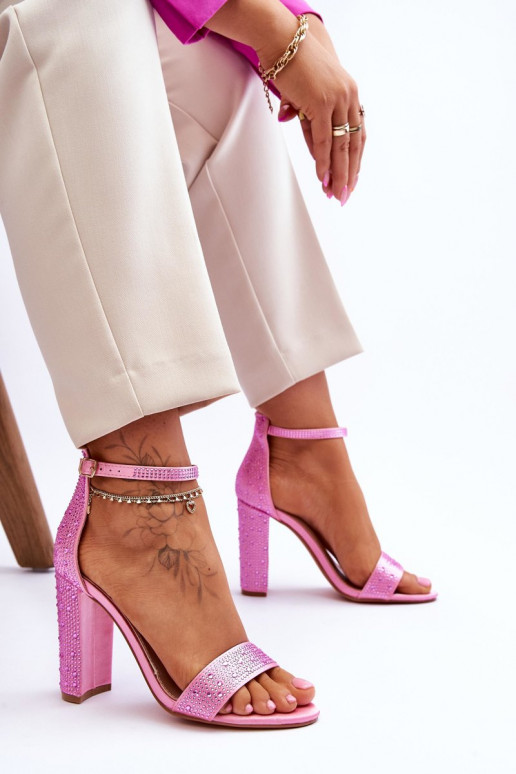 Women's High Heel Sandals With Zircons Pink Idealistic Women's High Heel Sandals With Zircons Pink Idealistic