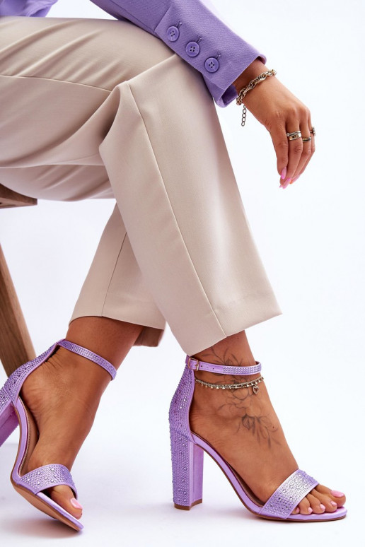 Women's High Heel Sandals With Zircons Violet Idealistic